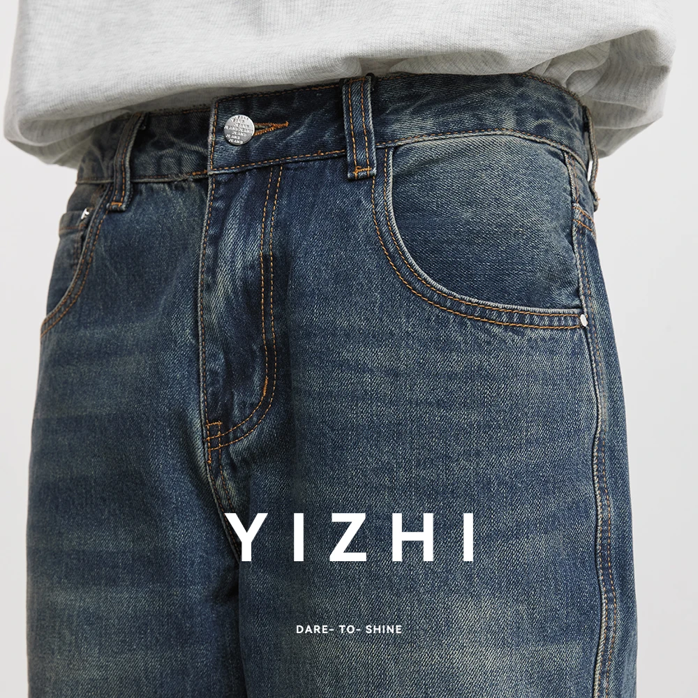 Classic Washed Retro Straight Jeans For Men 2026 Spring New Style Simple Long-legged Casual Pants