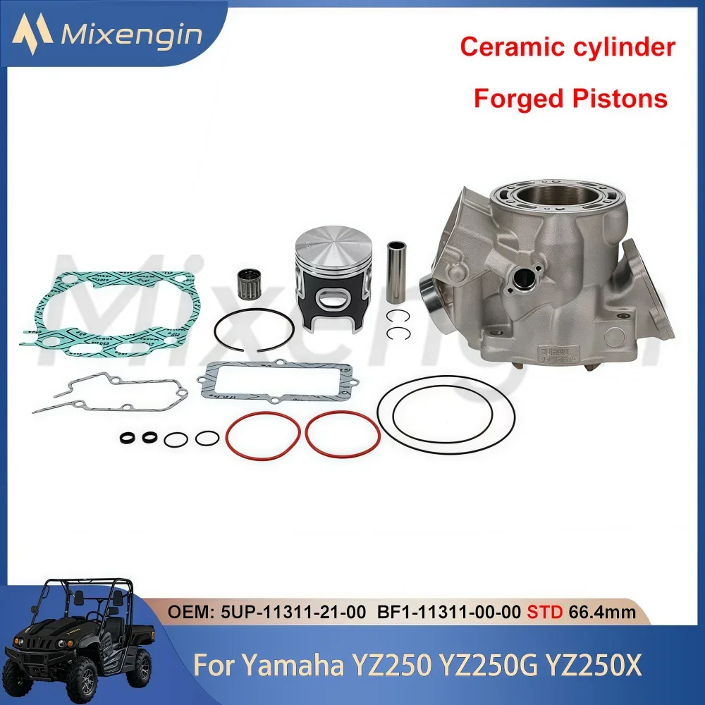 STD 66.4 มม.249cc สําหรับ Yamaha YZ250 YZ250G YZ250X 99-25 5UP-11311-21-00 ชิ้นส่วนเครื่องยนต์กระบอกลูกสูบปะเก็นสร้างชุดยกเครื่อง