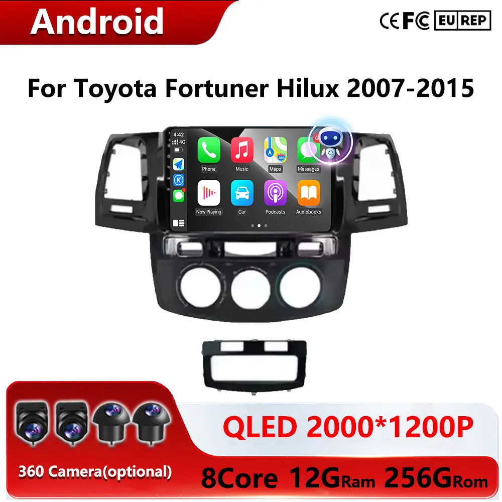 9-дюймовый Android 16 Carplay для Toyota Fortuner Hilux 2007 2008 2012 2014 2015 MT Автомобильный радиоприемник Мультимедийное видео GPS-навигация Auto BT 9-дюймовый Android 16 Carplay для Toyota Fortuner Hilux 2007 2008 2012 2014 2015 MT Автомобильный радиоприемник Мультимедийное видео GPS-навигация Auto BT