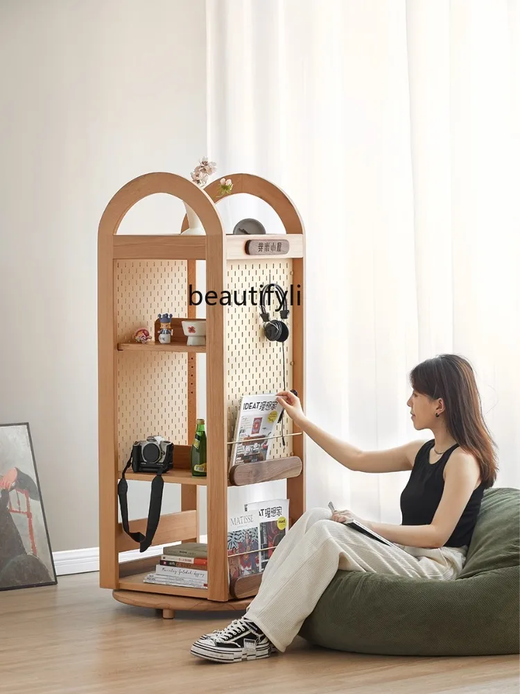 Modern Simple Solid Wood Rotating Bookshelf 360-Degree Reading Picture Book Shelf Storage Floor living room  furniture