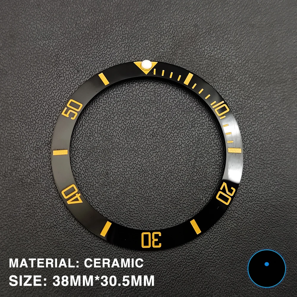 Relógio modificação loja 38mm moldura de alta qualidade sub cerâmica azul preto bezel azul contas luminosas para 40mm relógio masculino 30.5mm