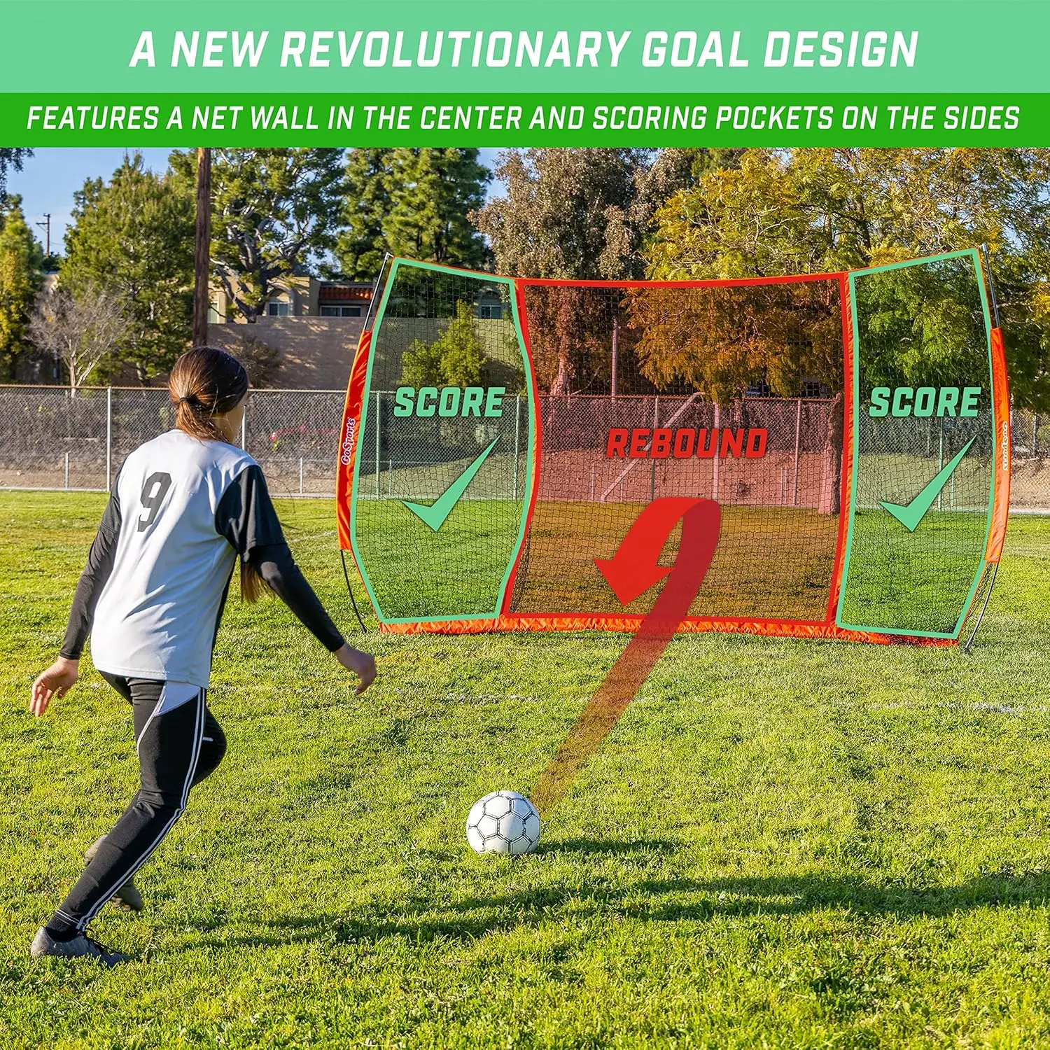 Strike Net Soccer Training Goal - Shooting Net Trainer for All Skill Levels - 12ft x 8ft or 18ft x 8ft