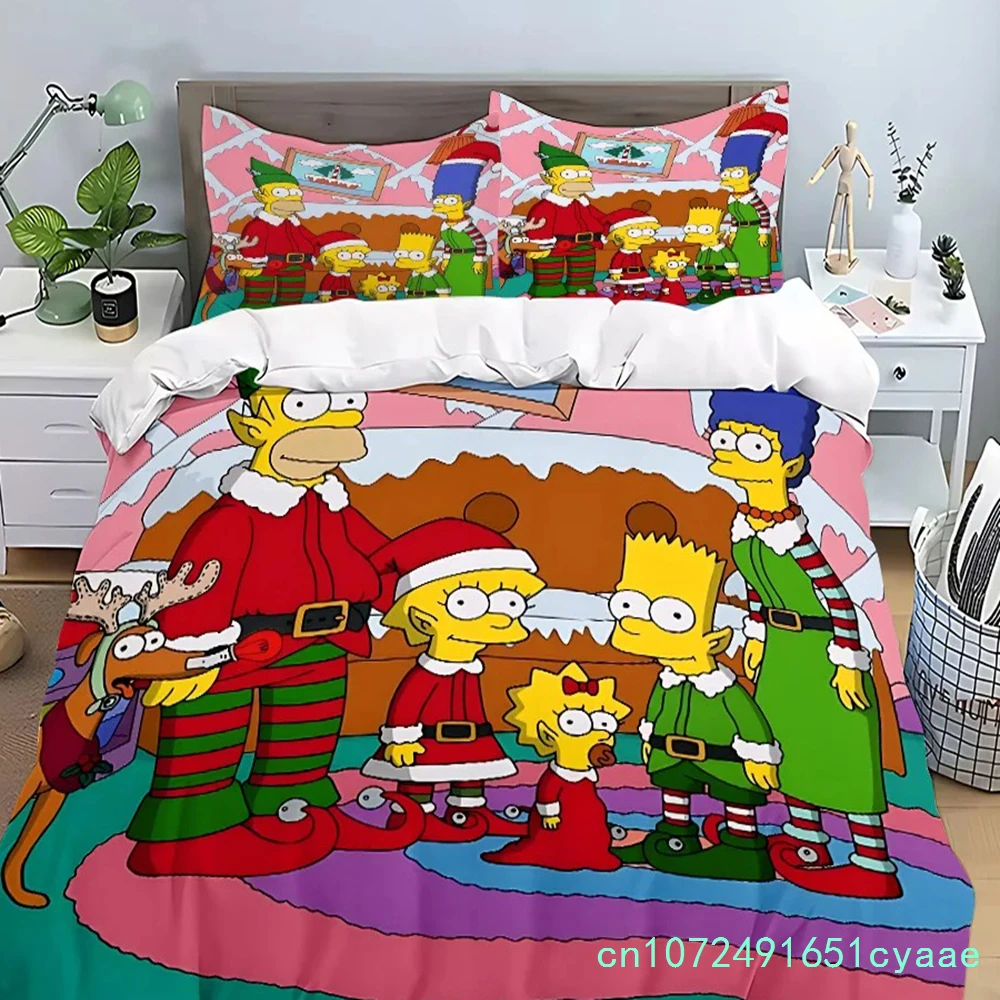 Exquisite Cartoon SS-Simpson Bedding Set Soft Comforter Cover With 1/2pcs Pillow Shams For Kids Adults Microfiber Quilt Cover