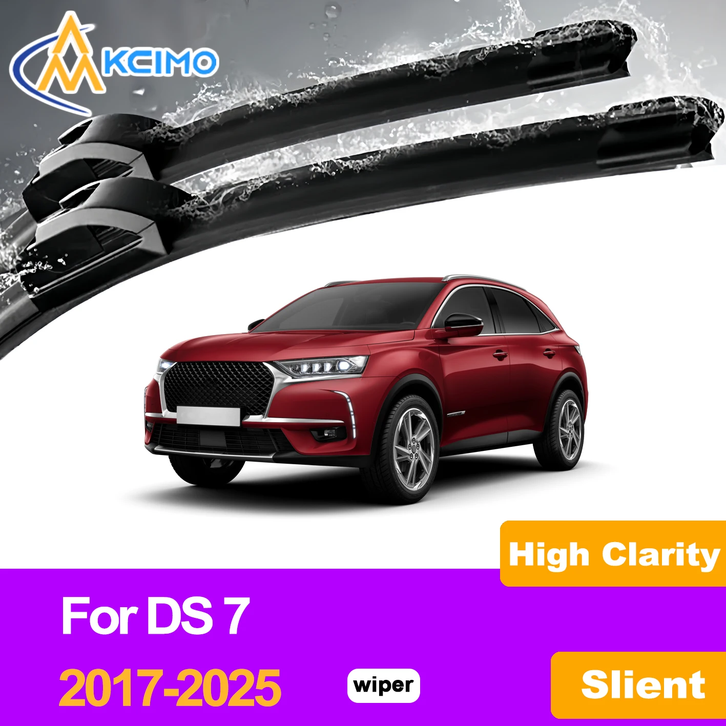 

KCIMO 2PCS Front Windshield Wiper Blades For DS 7 2017-2025, Silent Durable High Quality Car Windscreen Wipers Kit
