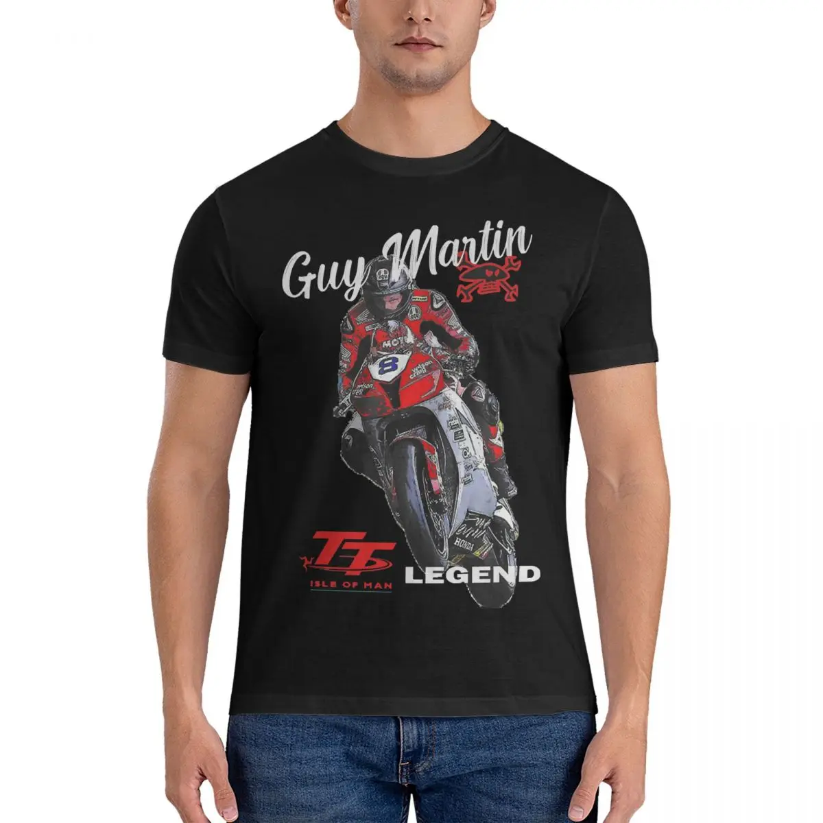 Guy Martin Tt Legend Gift T-Shirt Men Motorcycles Moto Cool Cotton Tees Round Collar Short Sleeve T Shirt Printed Clothes