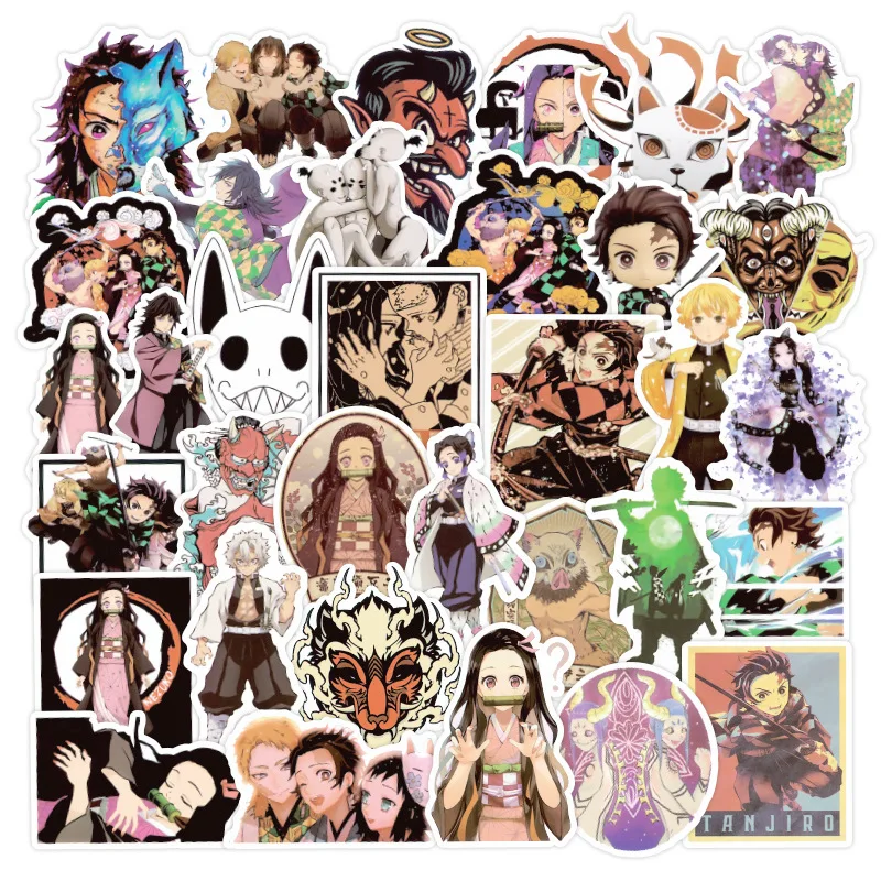 50pcs Various Demon Slayer Anime Stickers Waterproof   Phone Case Kawaii Sticker Pack Cute Laptop Skin Aesthetic Sticker