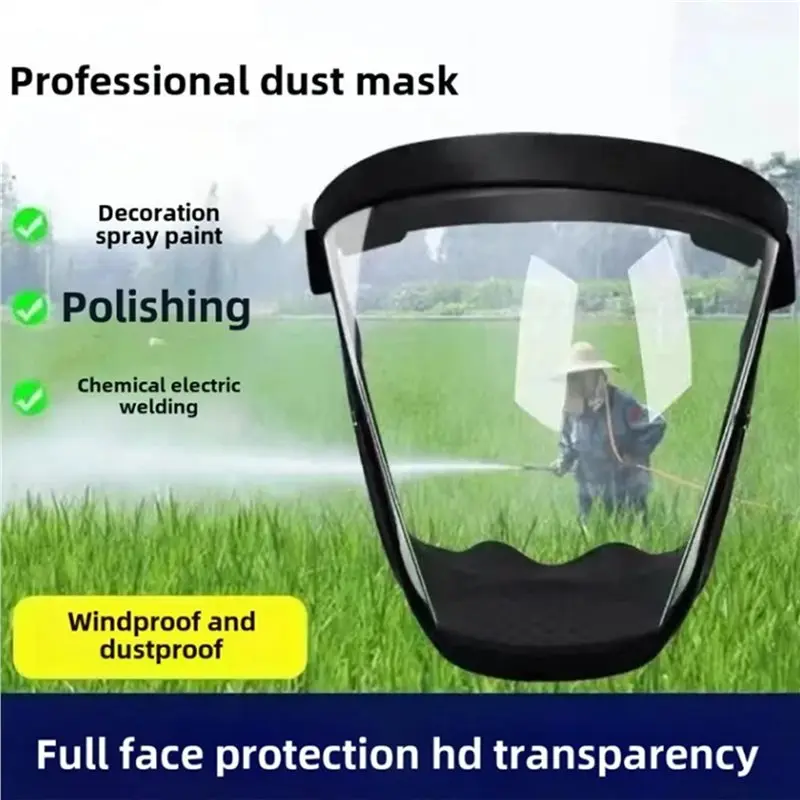 5X Full Face Protective Glasses HD Anti-Dust, Anti-Droplet, Anti-Fume, Electric Welding Riding Protective Mask Black