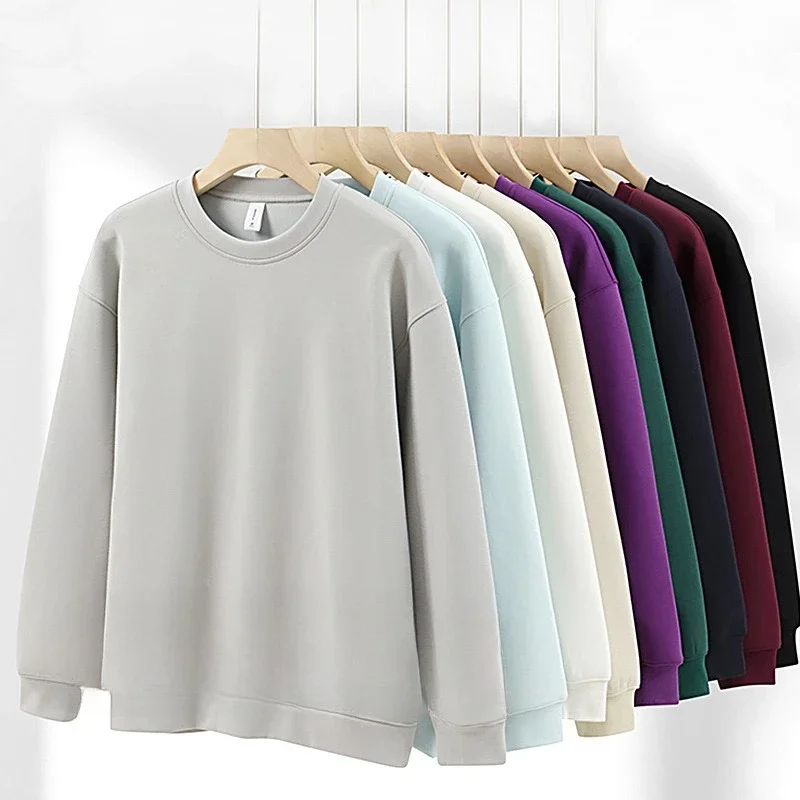 

Winter Solid Crew Neck Fleece Sweater Shoulder-down Loose Fit Custom Large Size Trendy Brand Bottoming Shirt for Casual Wear