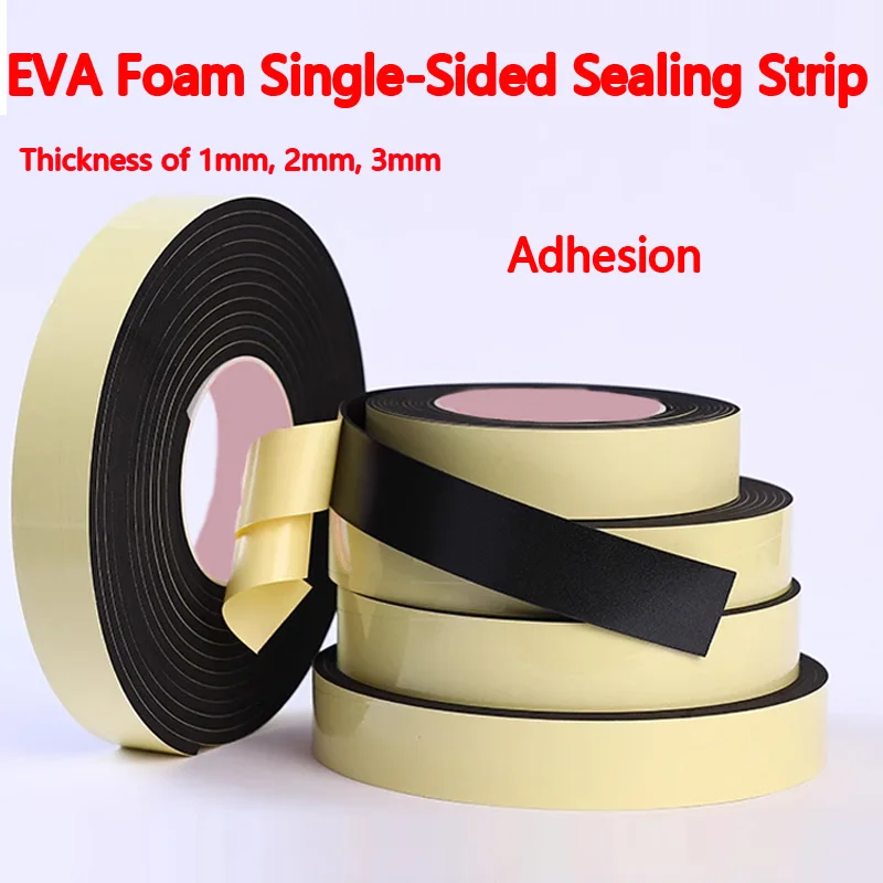 

High-Strength Black EVA Foam Tape, 123mm Adhesive Strip, Single-Sided, Sealing and Shockproof