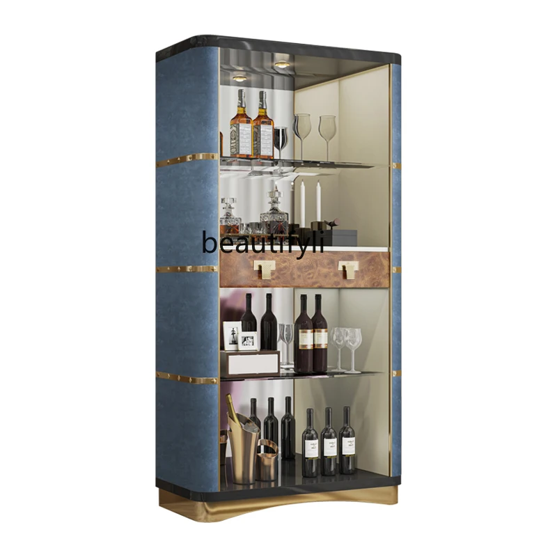 

Light luxury glass wine cabinet against the wall dining room locker Italian living room high-end partition room hall bookcase