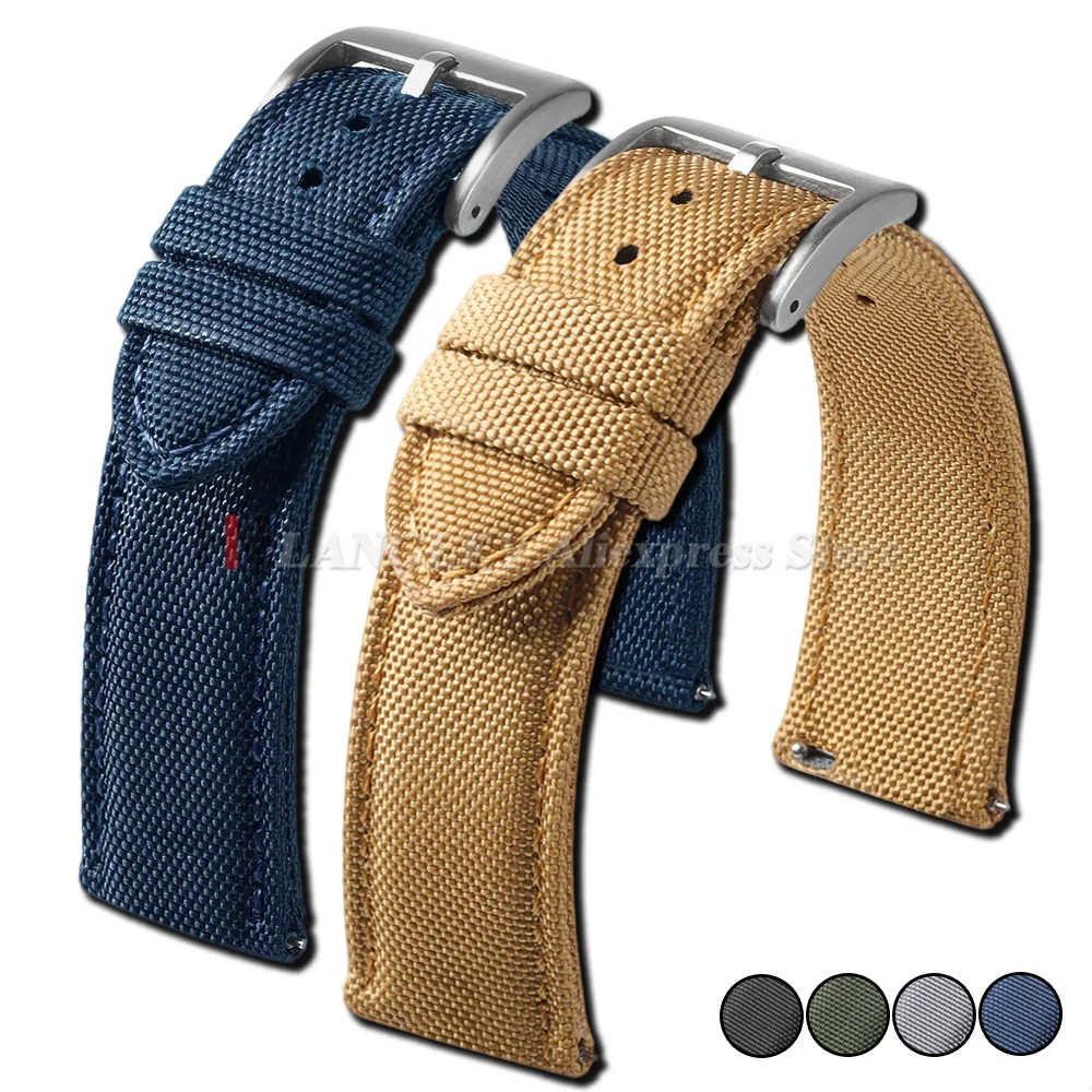 20mm 22mm Waterproof Sailcloth Watch Strap Two-Sided Nylon Watchband Quick Release Band Sport Belt For Men Women Universal Belts