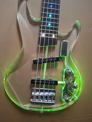 Electric Bass 5 string clear  LED light Acrylic Guitars