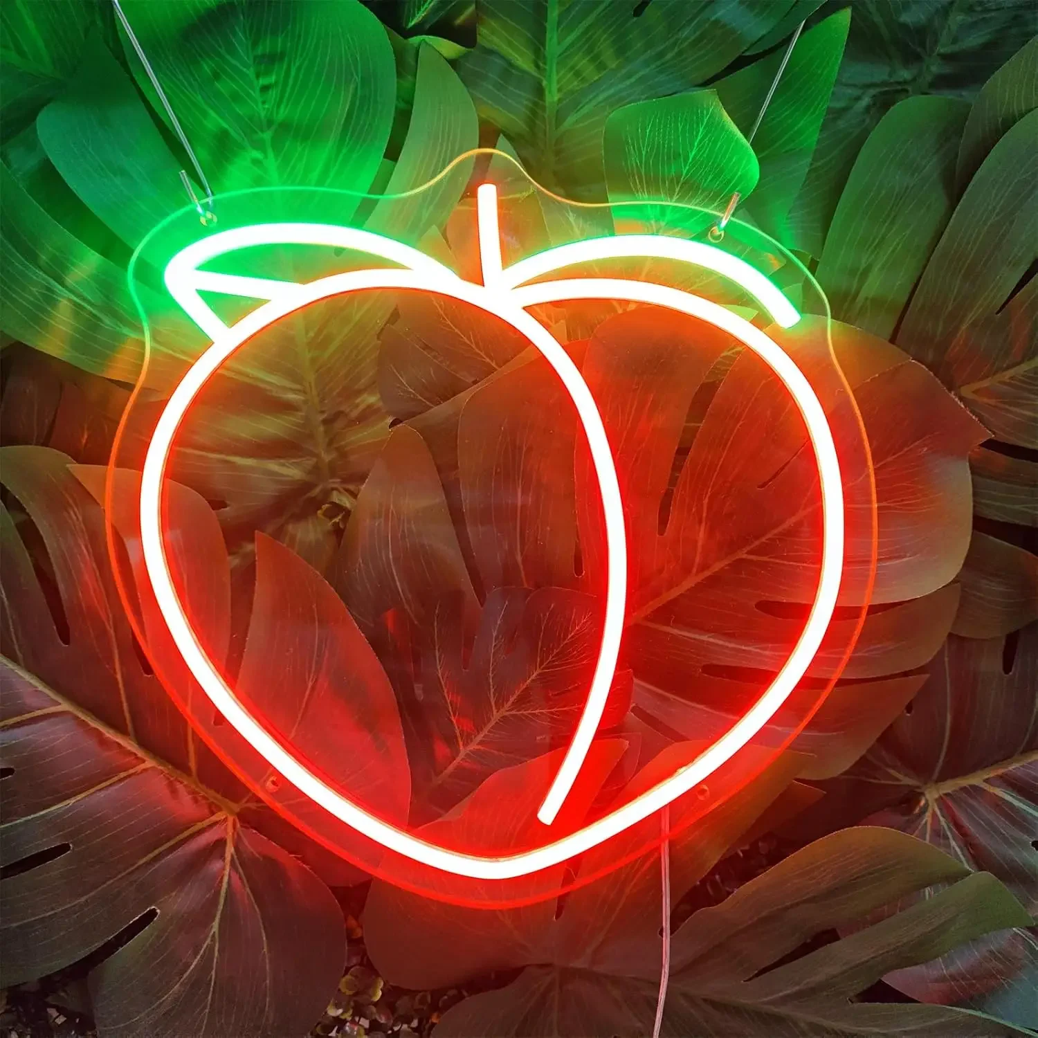 Peach Neon Sign Fruit LED Neon Light Wall Decor Cute Bedroom Living Room Restaurant Girl Kiss Valentine's Day Birthday Gifts