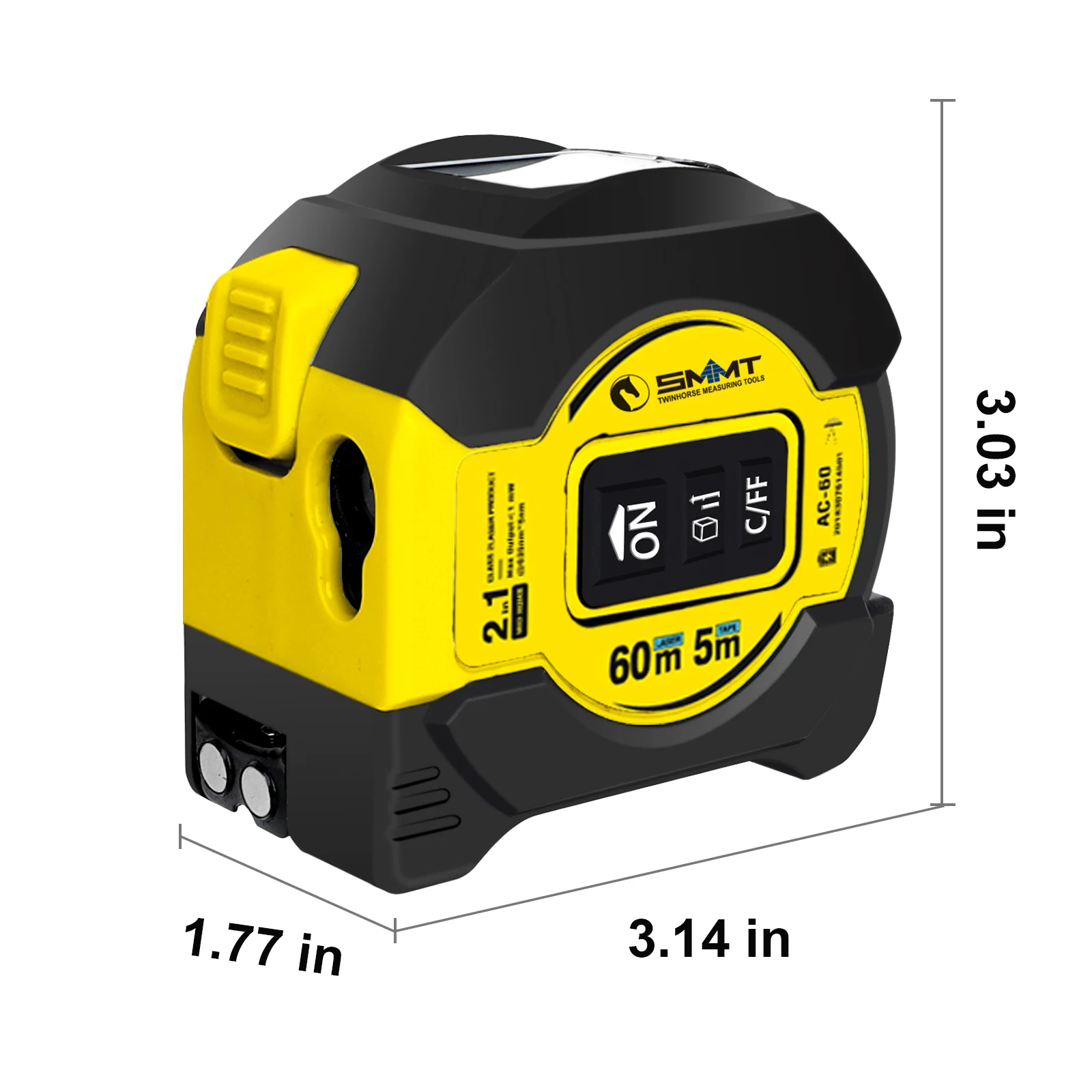 2-in-1 Laser Tape Measure 5m 60m High Precision Digital Distance Meter Rechargeable for Construction view 2