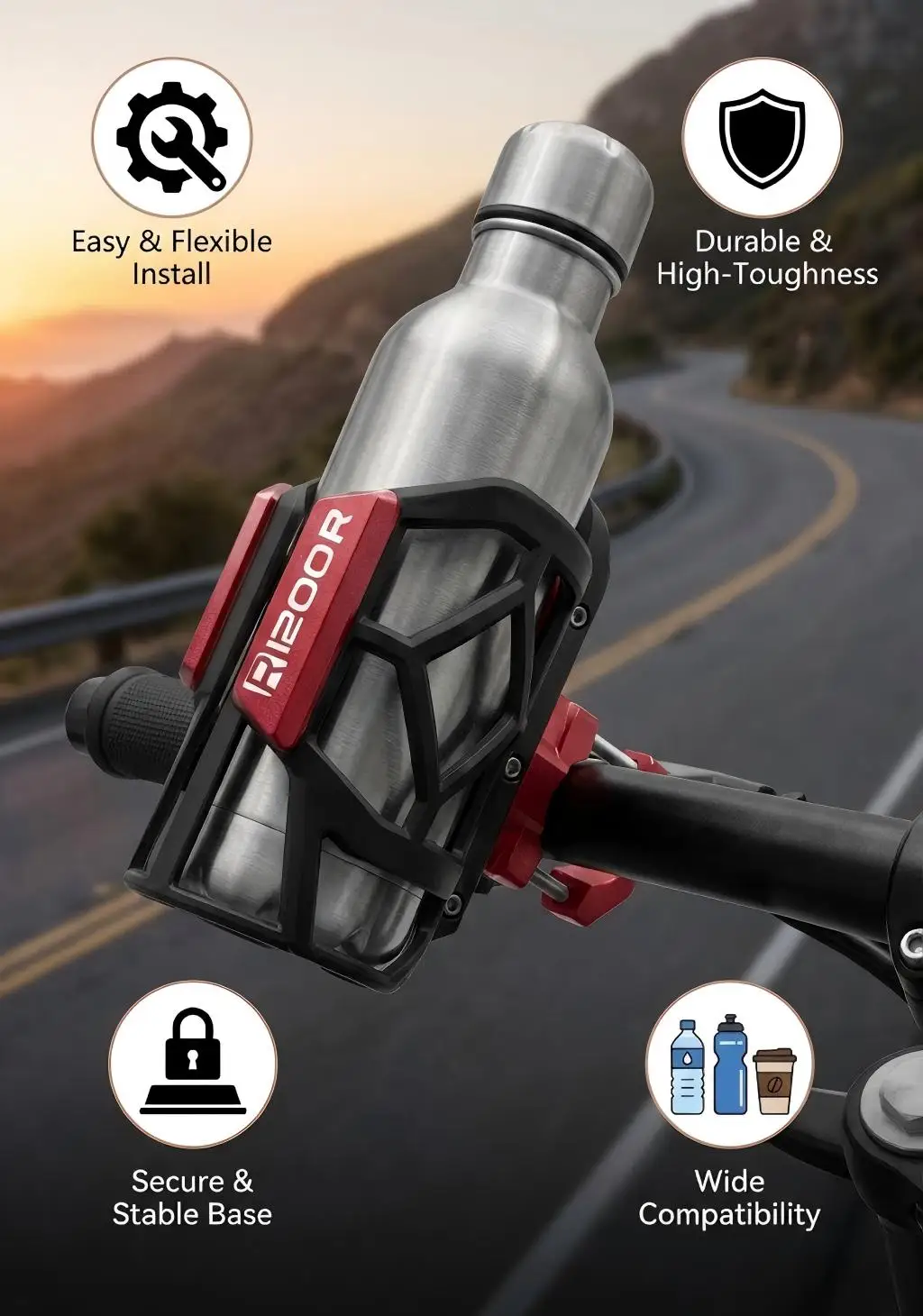 

Для BMW R1200R R 1200R R 1200R 2006 2007 2008-2018 2019 2020 2021 Универсальный высококачественный держатель для напитков/воды для мотоцикла