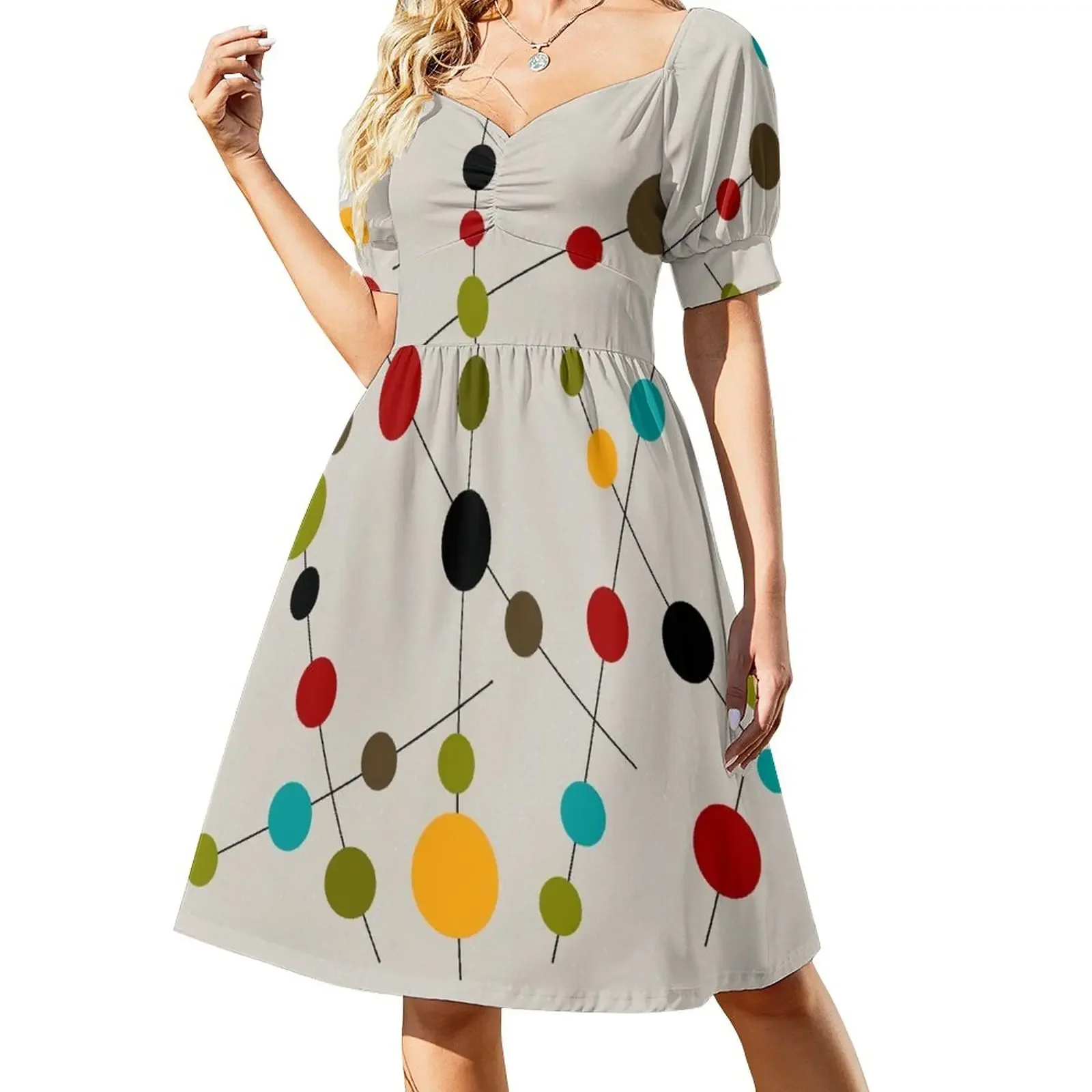

Sticks and Bubbles Short-Sleeved Dress Woman fashion dress for women 2025