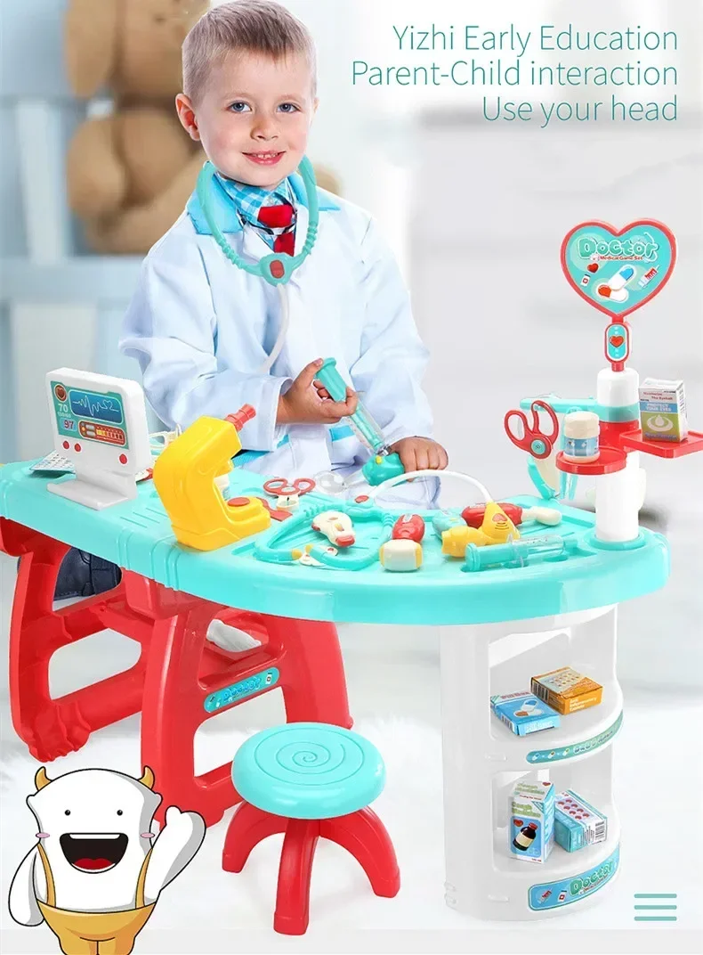 Doctor and Nurse Game Set para Crianças, Simulação Estetoscópio, Seringa, Conjuntos de Eletrocardiograma, Brinquedos Interativos, Brincar de Casa, Crianças, 30pcs, Conjunto