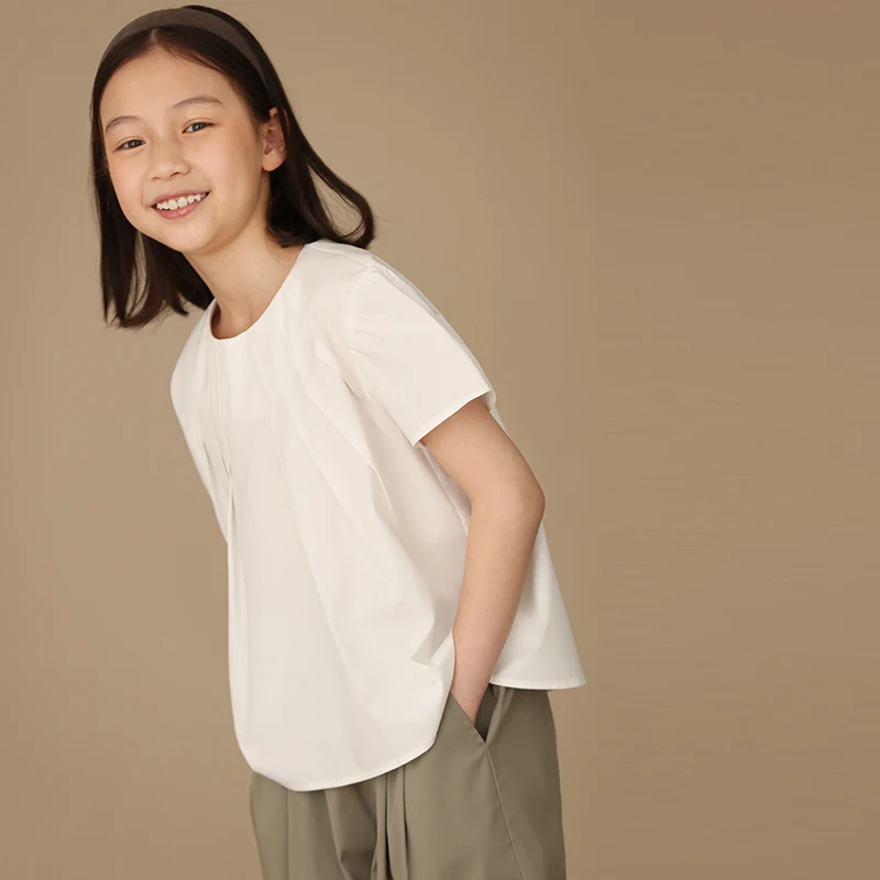 T-shirt sans manches à col rond pour enfants, vêtements unisexes, pur coton, solide, court, mode décontractée