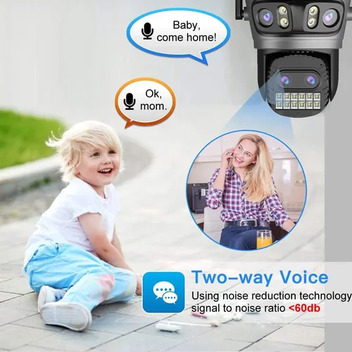 Imagen 2 del producto Cámara WiFi para exteriores de 16MP, 8K, Zoom óptico de cabeza 10X, cinturón de seguridad impermeable para exteriores, visión nocturna, cámara de seguimiento de reconocimiento AI