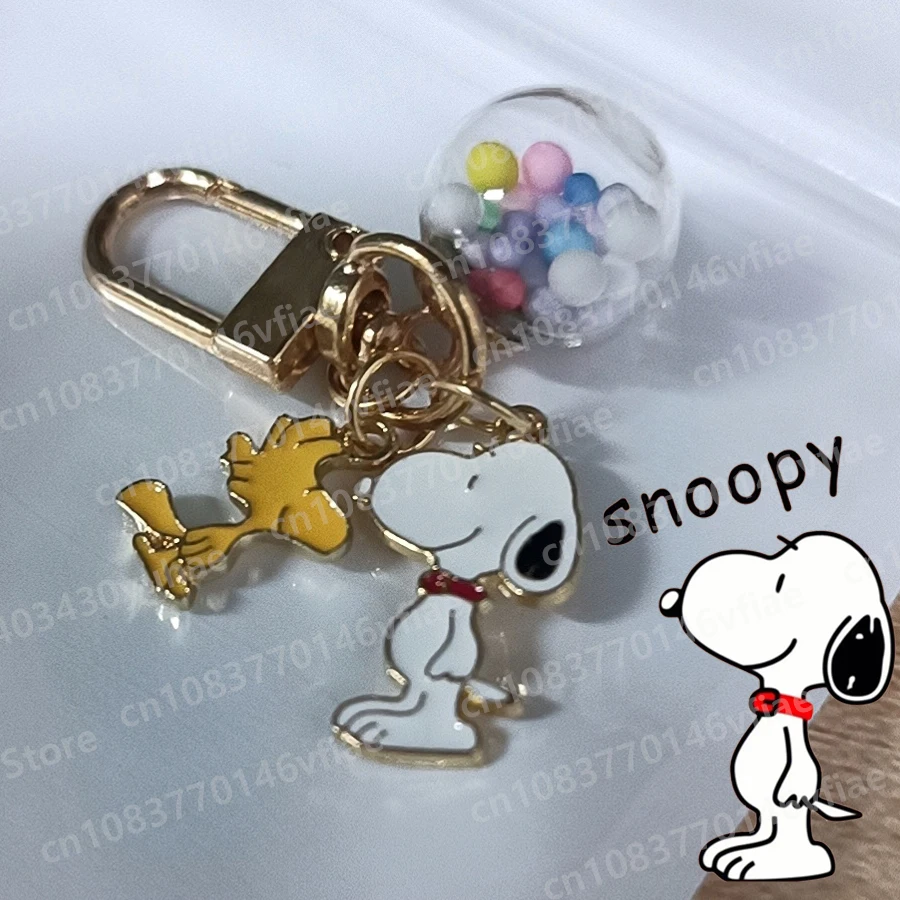 Snoopy Charlie Cartoon Key Ring Keychain Bag Pendant Cute Metal Car Key Chain Decoration Keyring Couple Pendant Birthday Gift