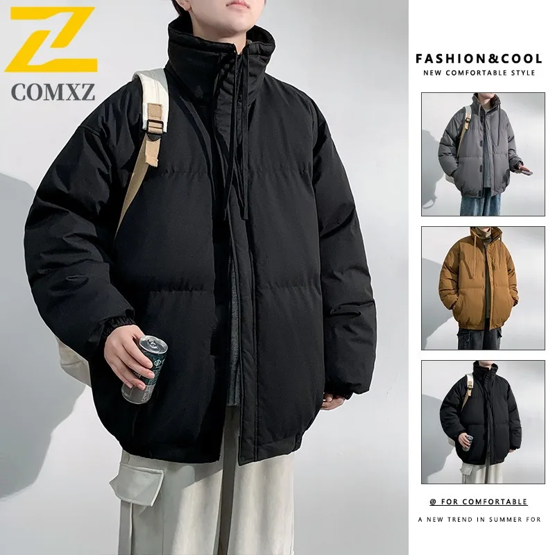 COMXZ 2025 Winter Men Graphene Cotton Jacket Detachable outdoor  Hooded Waterproof Windproof Solid Color Thick Fleece Lined Coat