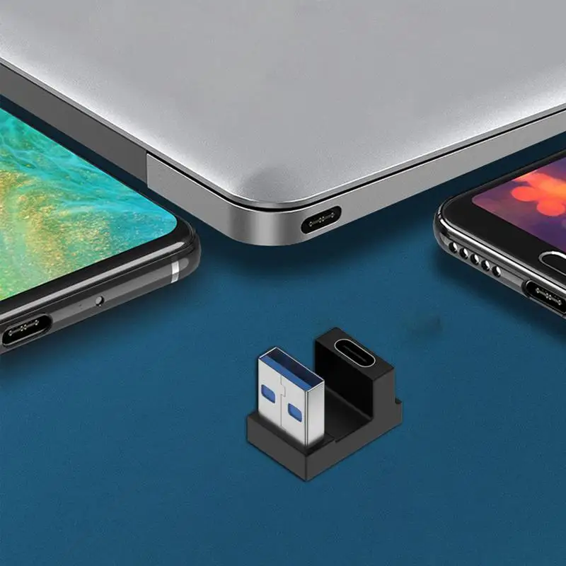 Type C Elbow USB Fast Charging Converter forAndroid 90/180 Degree Adapter Fast Charging 10Gbps for All Your Laptops Adapter