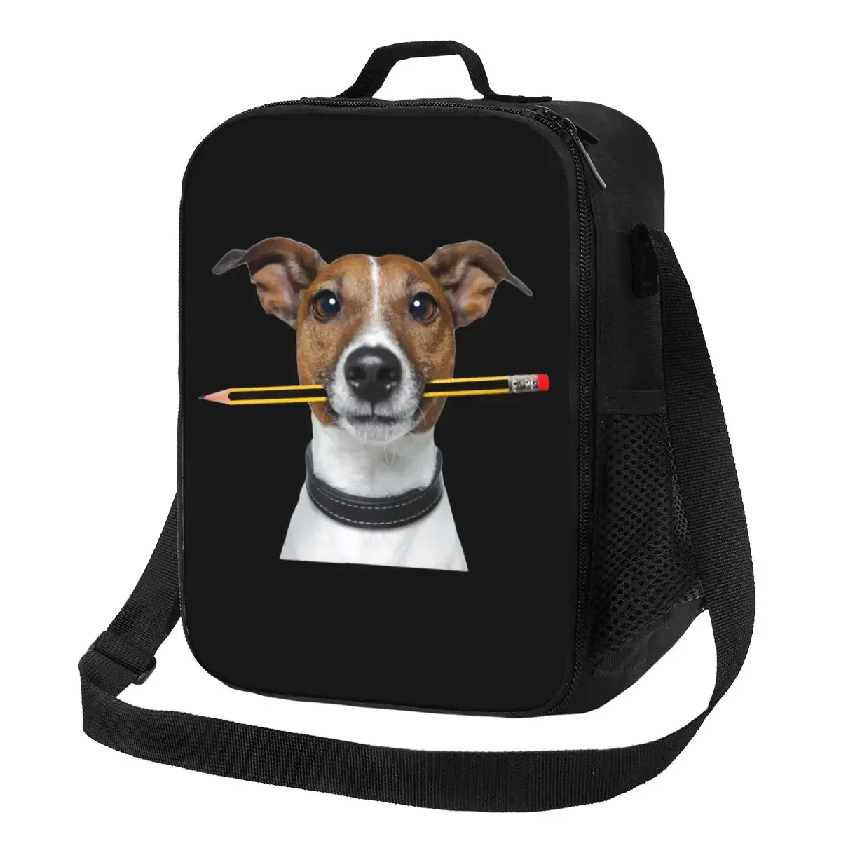 Jack Russell Terrier Dog With Pencil Portable Lunch Box Multifunction Cooler Thermal Food Insulated Lunch Bag Kids School