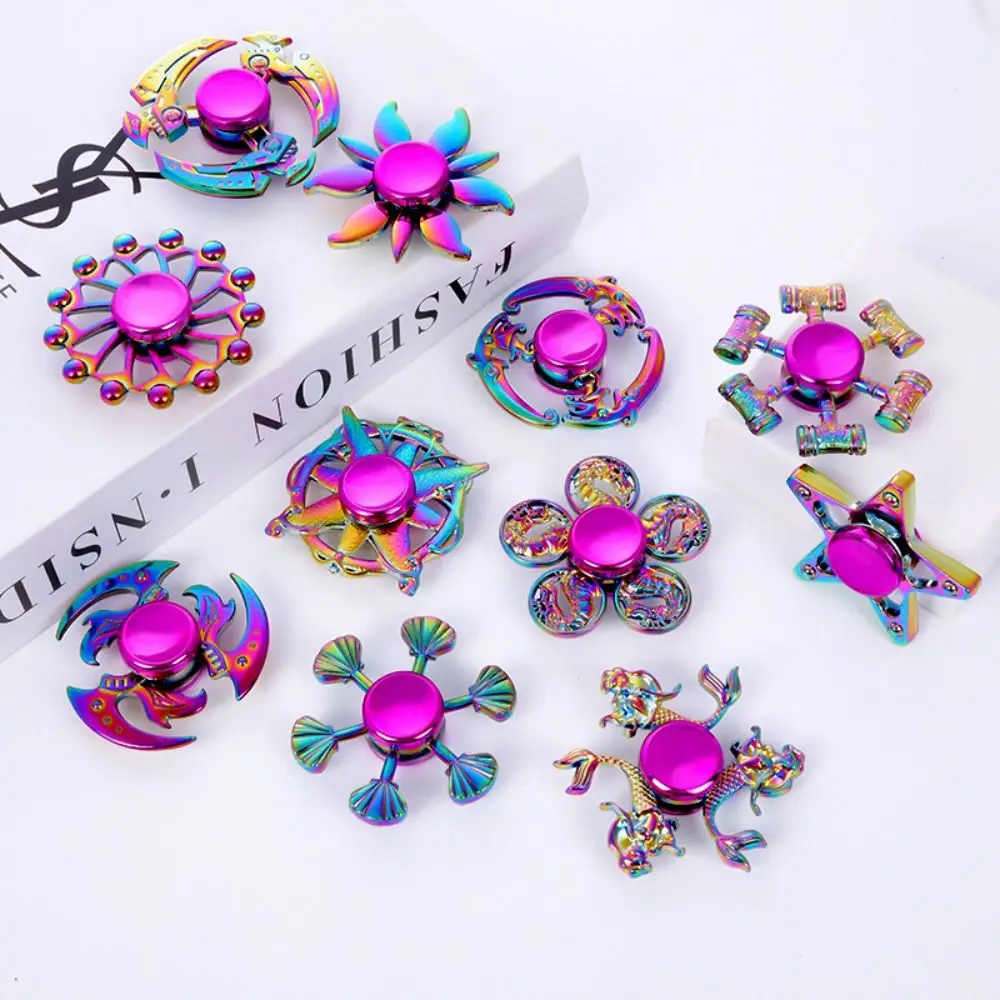 Metalen Regenboog Vinger Spinner EDC Hand Anti-Angst Speelgoed voor Spinners Focus Anti Druk ADHD Vinger Spinner Kinderen speelgoed