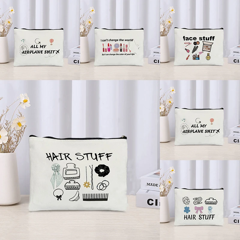 Hair Face Stuff Fun Cosmetic Bag Organizer Travel Sundry Storage Toiletry Bags Perfume Lipstick Makeup Pouch Zipper Wallet Gift