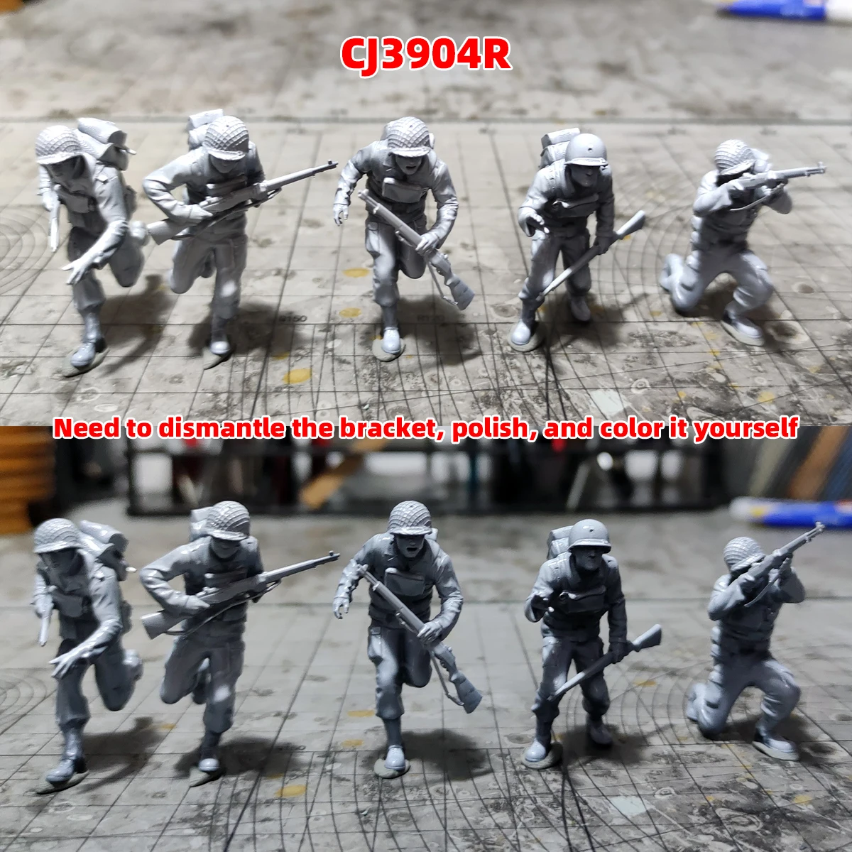 1/35 1/48 1/72 Maßstab Modellbausatz 3D Harz Miniatur-Soldatenfiguren US-Sturmtruppen Deutsche Verteidiger Unbemalt Unmontiert Diorama – Detail 4
