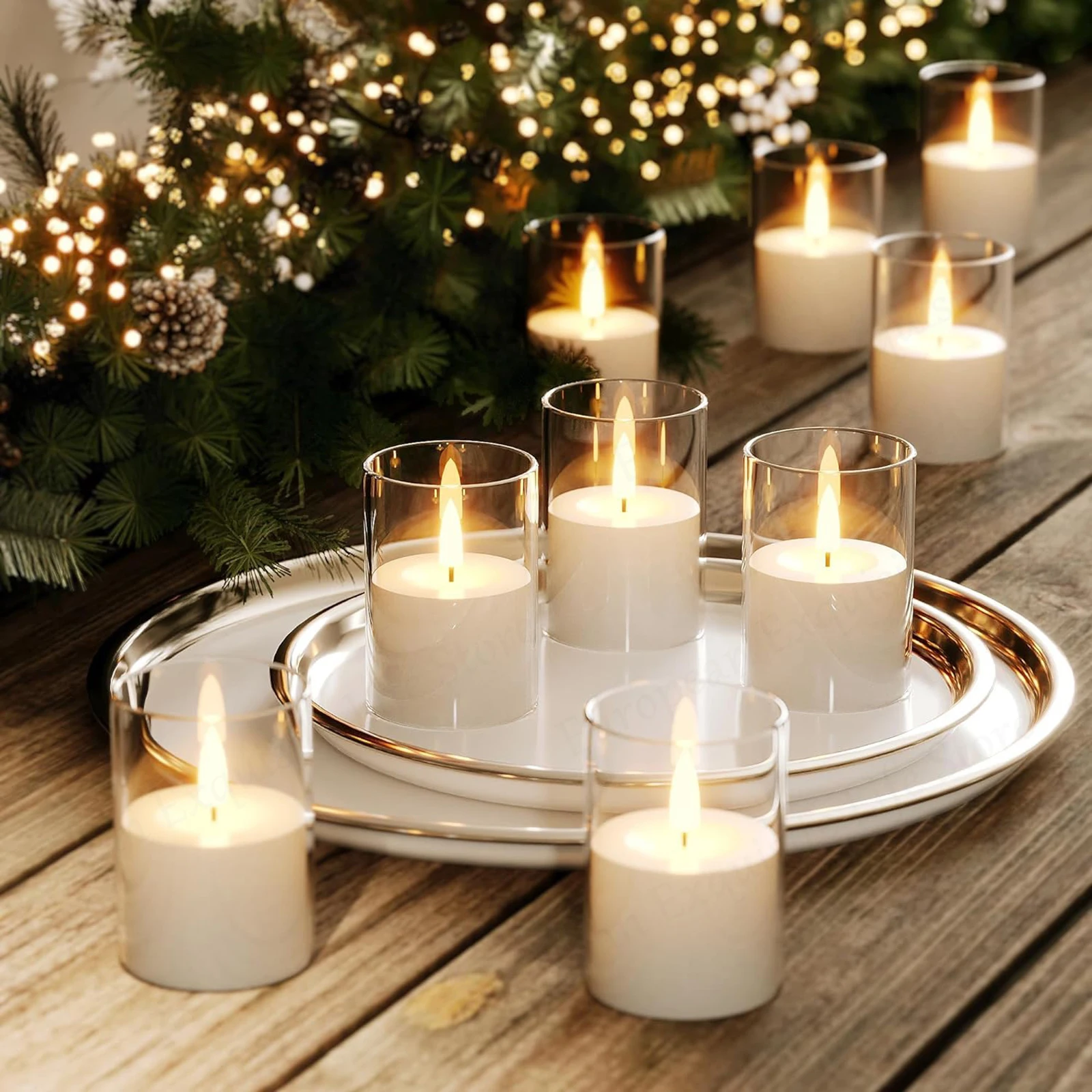 12-240Pcs LED Flameless Candles Bulk with Battery 3D Flickering Pillar Candles 2