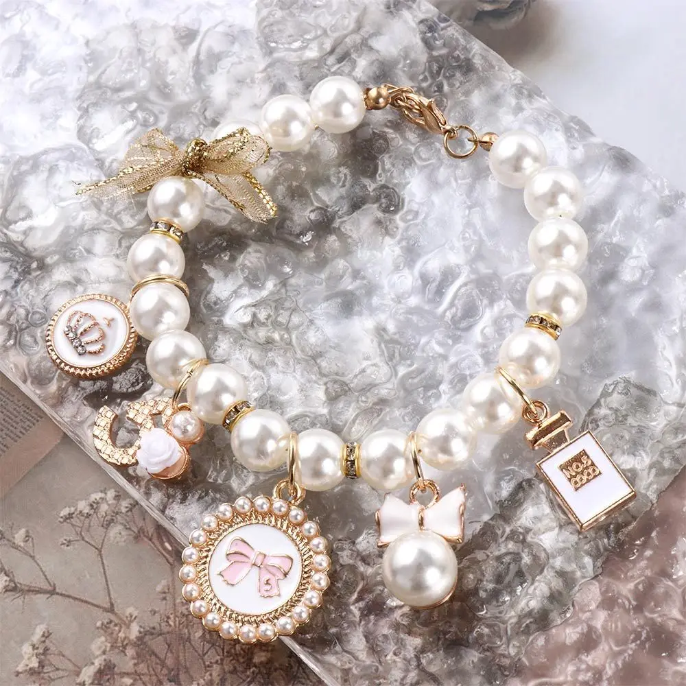 مجوهرات الزفاف الاشياء الوردي الكلب سلسلة حجر الراين جرو اكسسوارات الأميرة الحيوانات الأليفة الياقات القوس طوق قلادة القط المجوهرات #3