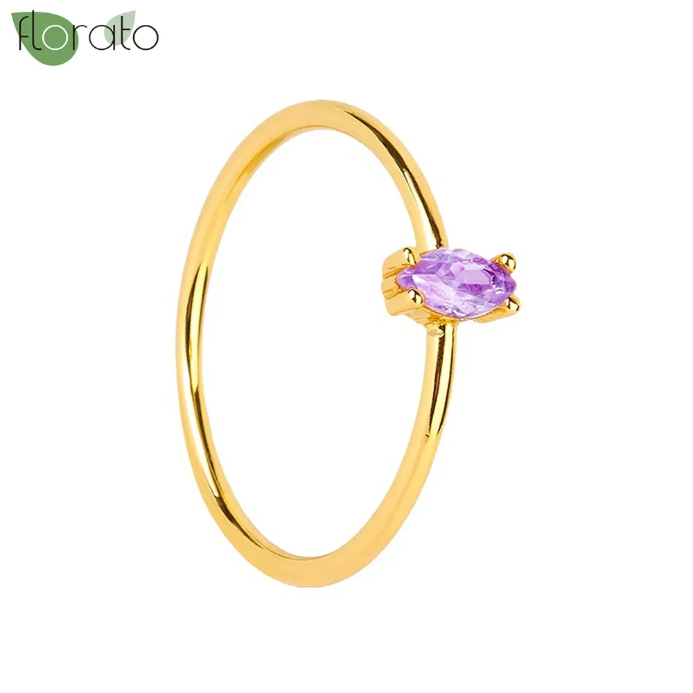 Women's Gold Plated Colorful Zircon Luxury Engagement Ring, Gift