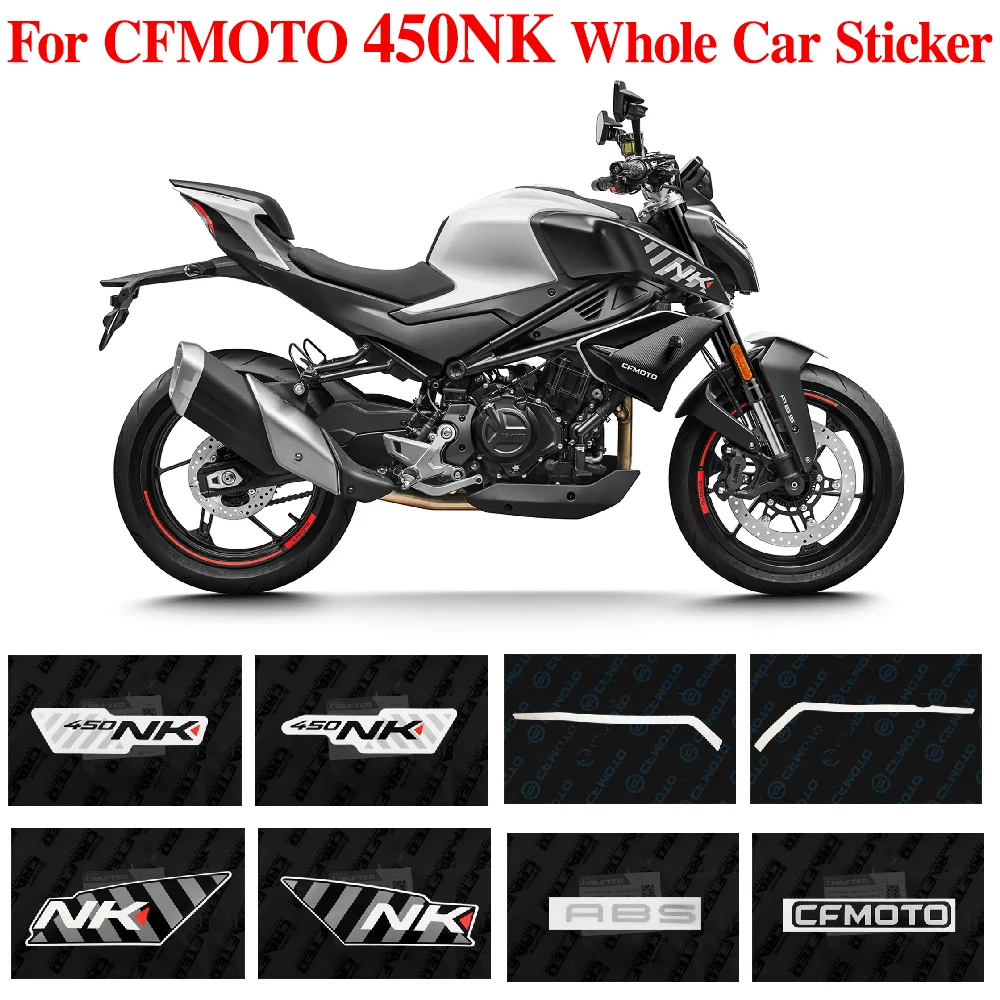 For CFMOTO 450NK Original Decal Starlight White Fuel Tank Left And Right Guard Decal Shell Guard Tail Cover Sticker