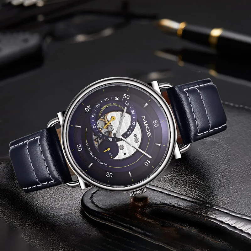 MIGE Luxury Brand Watches for Men Automatic Self Winding Mens Watch Stainless Steel Waterproof Men Mechanical Wristwatches