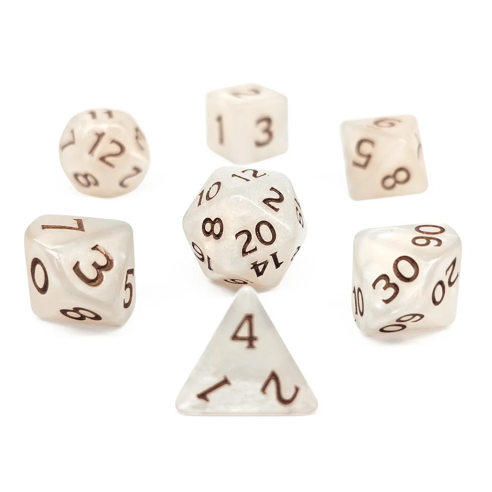 7Pcs/Set of DND Square Dice And White Transparent Bag Set 16mm-20mm Board Game Accessories Acrylic Material Multi-Faceted Dice