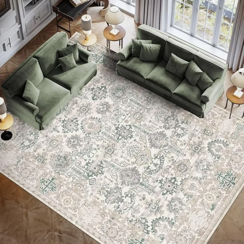 8*10, Area Rug for Rooms Carpet in the Living Room Mats Non Slip & Easy to Clean Beige Green Hip Rug Floor