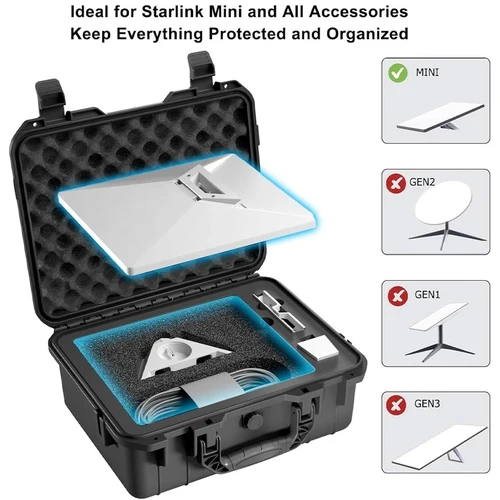 Imagen 2 del producto Starlink Mini Estuche IP67 Estuche rígido impermeable Se adapta a Star Link Mini Bolsa de almacenamiento de transporte portátil Perfecto para viajes al aire libre Camping