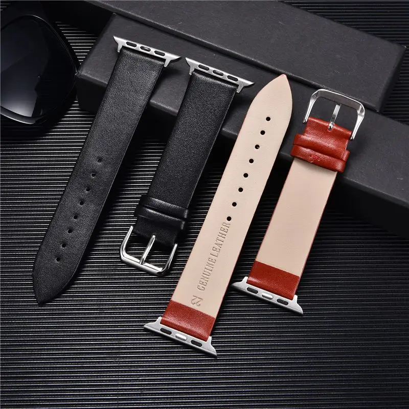 Soft Bracelet Genuine Leather Band for Apple Watch 42MM 38MM 44MM 40MM 41MM 45MM Strap for IWatch 8 7 6 SE 5 4 3 Wristband Belt