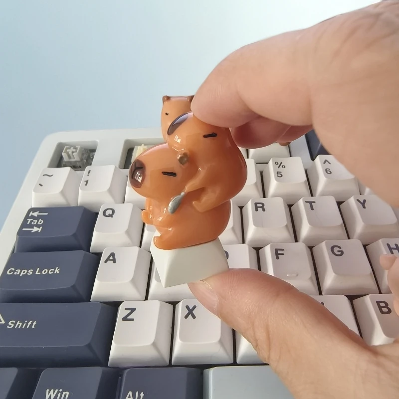 كابيبارا لطيف الراتنج Keycap عروسة كارتون أغطية مفاتيح مخصصة لقبعات لوحة المفاتيح الميكانيكية سطح المكتب الديكور ألعاب الألعاب هدايا العيد