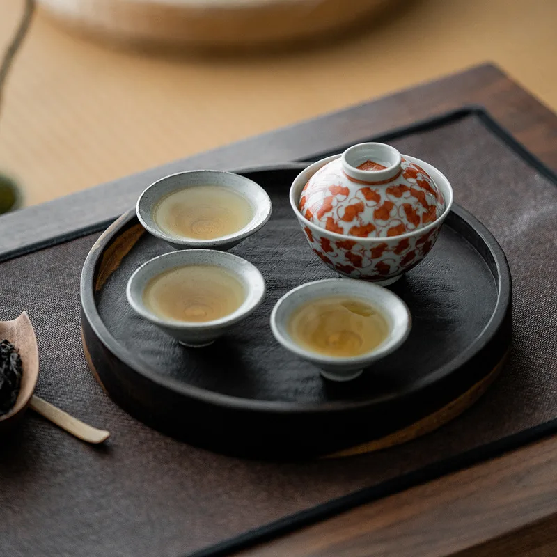 Solid Wood Tea Tray, Ebony Pot Bearing, Dry Bubble Table