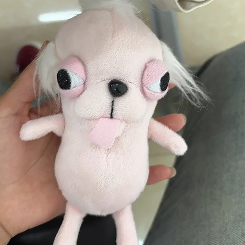 Lindo y Adorable cachorro de Chihuahua colgante de felpa feo y lindo perro creativo mochila de juguete de peluche llavero de felpa abstracto regalo