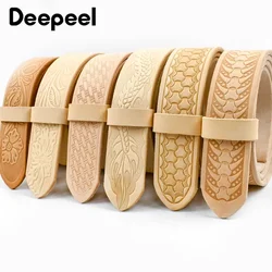 3.8cm*110/120cm Deepeel Embossed Belts First Layer Cowhide Waistband Genuine Leather Belt for Man DIY Handmade Accessories