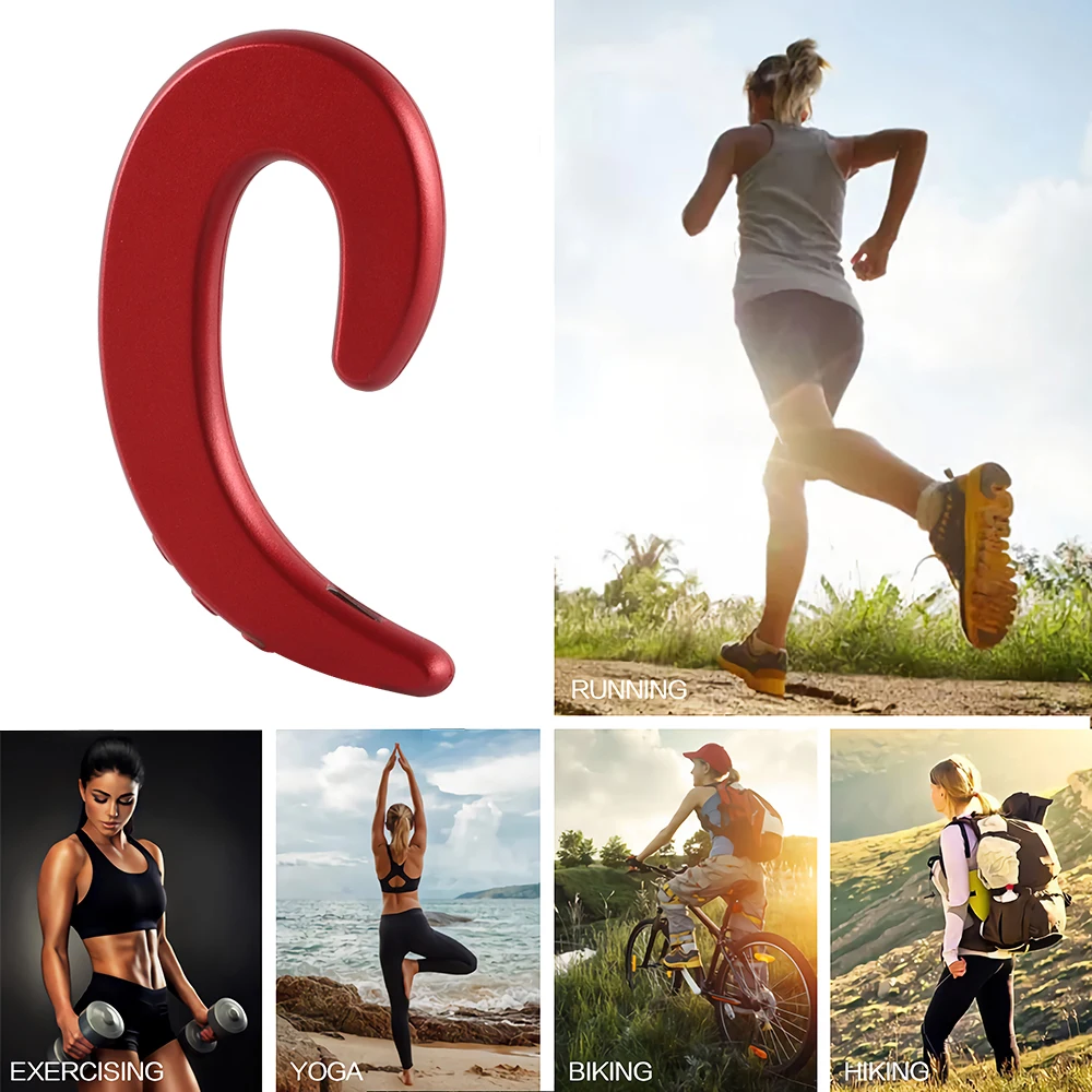 Bluetooth 4.1 Earphone Wireless Single Ear Bone Conduction Headset with Mic Lightweight Painless Earpiece Ear Hanging For Sports