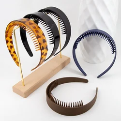 2.5cm 30Teeth Hair Hoop Plastic Hair Bands for Women Girls Flower Solid Color Headbands Designer Wide Hairband Hair Accessories