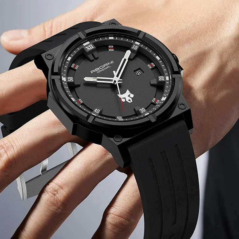 

ABORNI 5010, мужские часы, брендовые роскошные силиконовые ремешки, водонепроницаемые спортивные часы с календарем, кварцевые военные часы для мужчин, Reloj Hombre