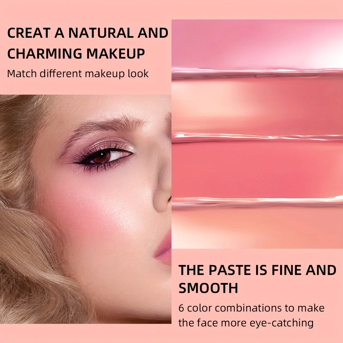 Rossetto sfumato 2 in 1 + tavolozza di fard, caratterizzato da fard e rossetto, 6 tonalità di colore, duraturo e impermeabile