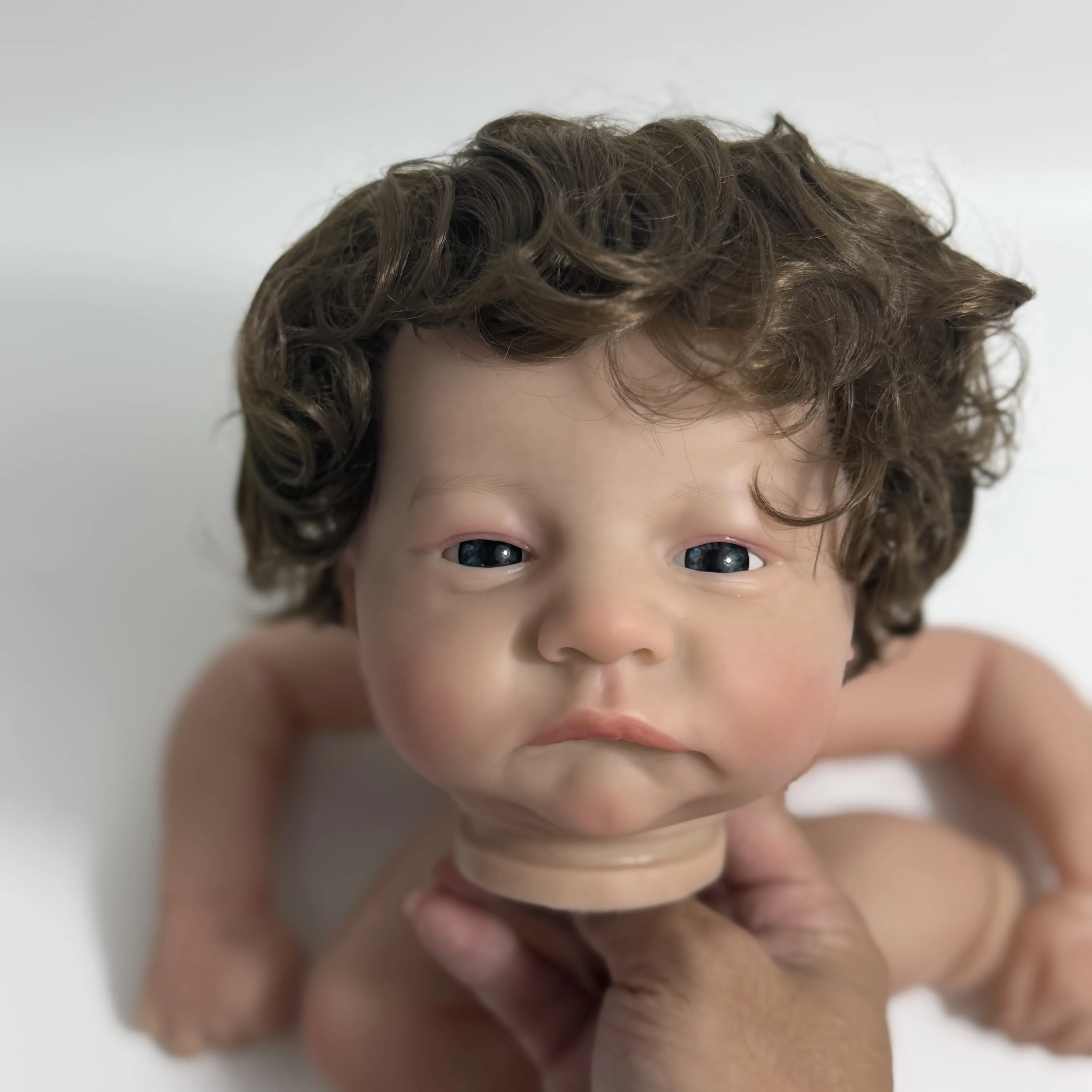 17 Inches Already Painted Bebe Levi Awake With Hair Transplant Doll Kits Vinyl Reborn Doll Unassembled DIY Reborn Doll Kit Gift view 3