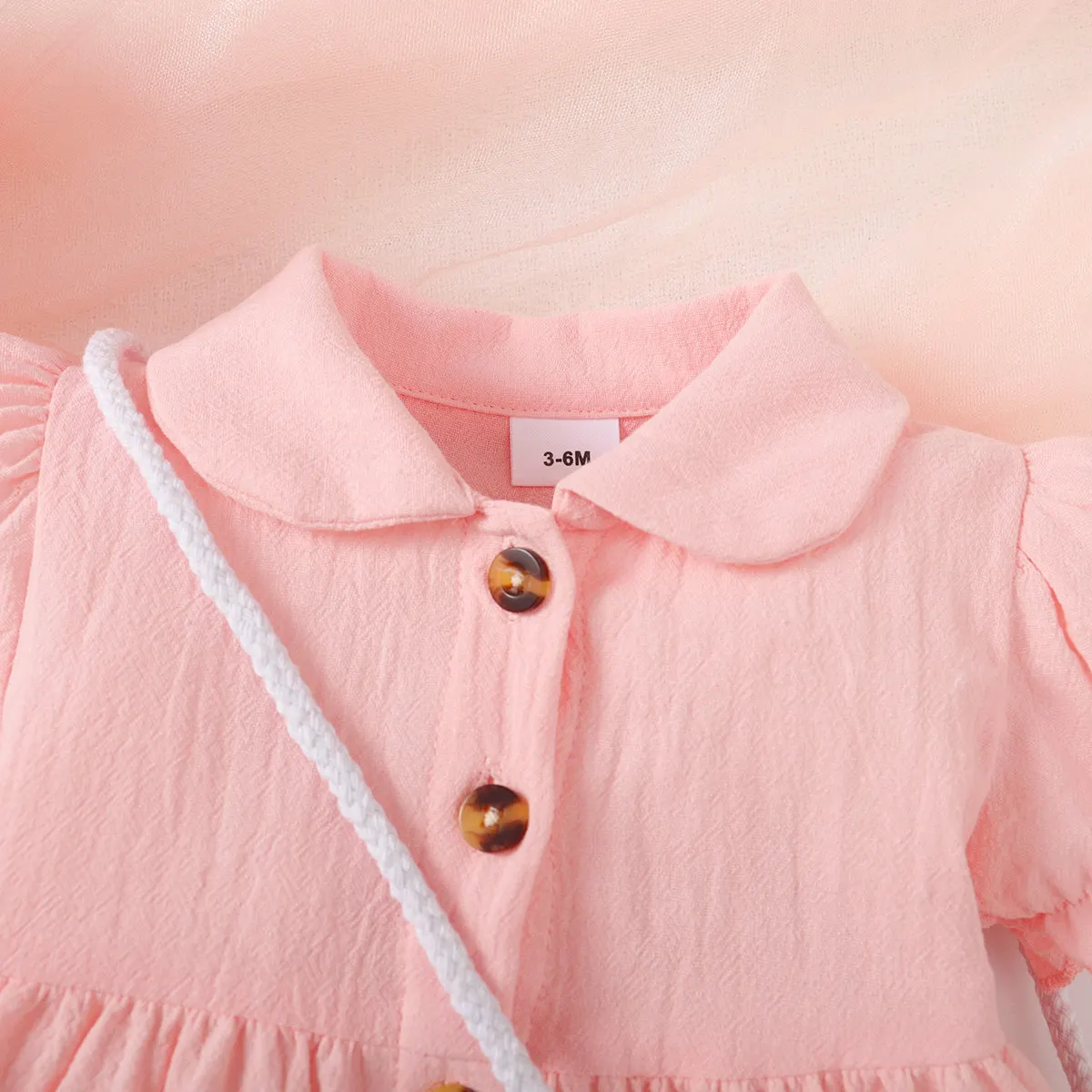 2PCS Baby Girl Pink Short Sleeve Dress with Cute Shoulder Bag Toddler Baby Princess Dress Summer Fashion Clothes for 3-24 Months