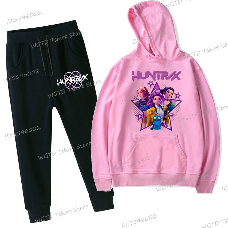 

Kpop Demon Hunters Kids Clothes New Girls Boys Hoodies+Pants 2pcs Suit Cartoon Street Style Girl Outfits Gift Anime Hooded Shirt